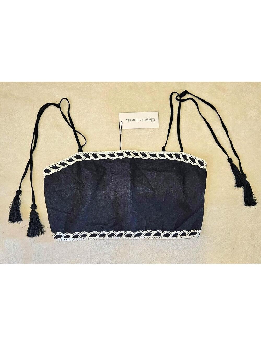 Womens Christian Lacroix Linen MEDIUM Embroidered CROP TOP BNWT